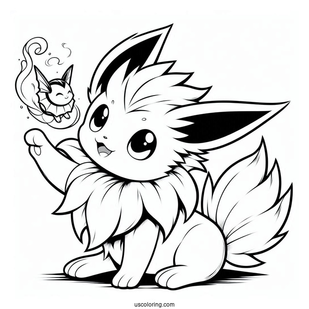 Jolteon Coloring Page Playing With Vaporeon