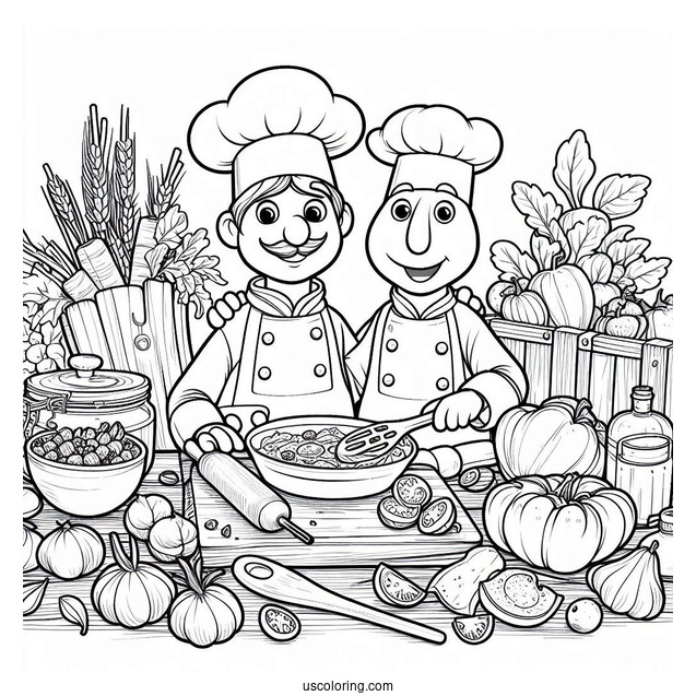 Ratatouille Coloring Page Cooking With Alfredo And Colette