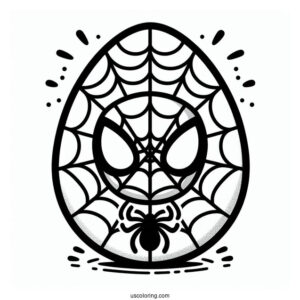 Spider Man Easter Egg With Web In Background Coloring Sheet