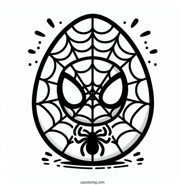 Spider Man Easter Egg With Web In Background Coloring Sheet
