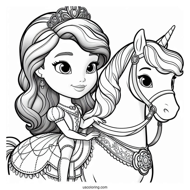 Sofia The First Coloring Page With Princess Amber Riding Everburn