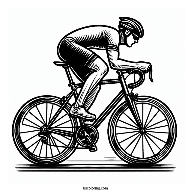 Cyclist Racing With Bicycle Coloring Page