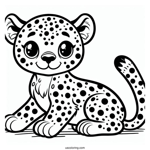 Happy Cheetah Coloring Page With Large Spots