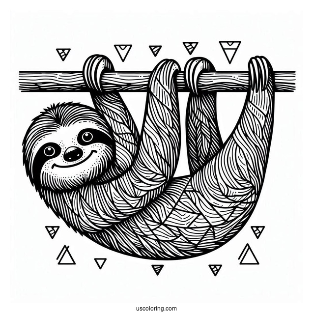 Sloth Stretched Out With Triangles