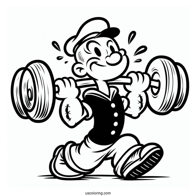 Popeye Coloring Page Lifting Weights