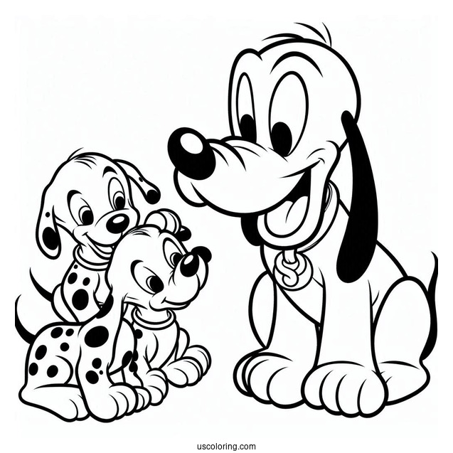 Pluto Coloring Page Playing With Dalmatian Puppies