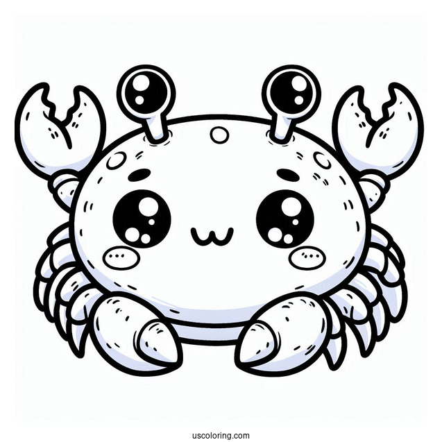 Chibi Smiling Crab Coloring Page For Preschoolers