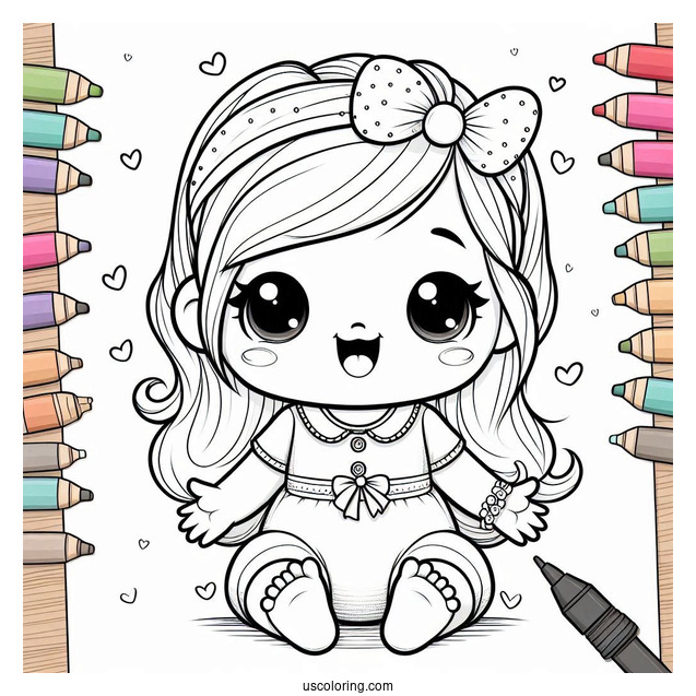 Happy Baby Coloring Page Girl In Onesie And Headband
