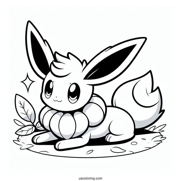Easy Sylveon Coloring Page Lying On The Ground