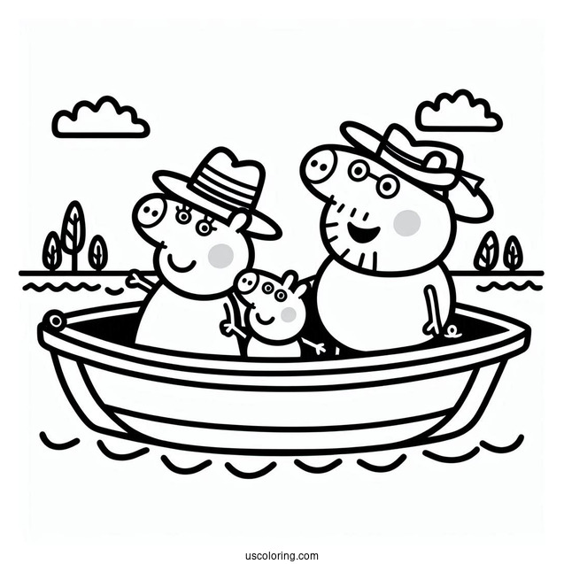 Peppa Pig Family On River Boat