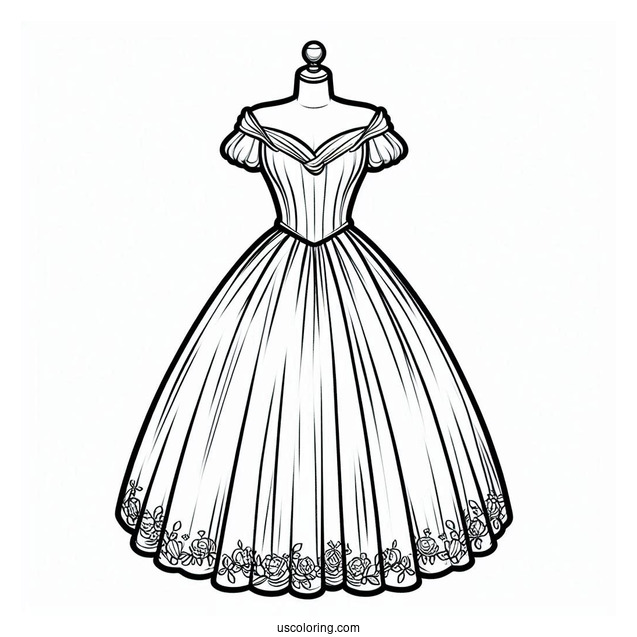 Dress Coloring Page Of Off Shoulder Princess Ball Gown