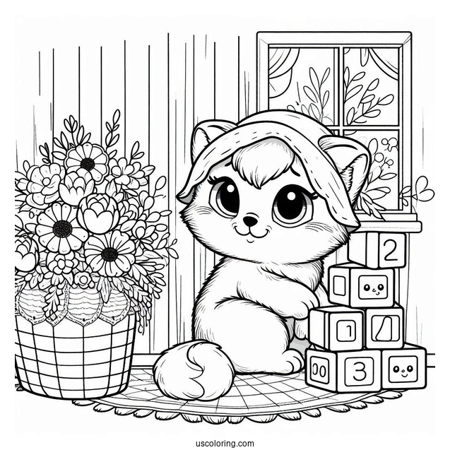 Poppy Playtime Coloring Page Of Cute Catnap Sitting In A Corner With Number Blocks