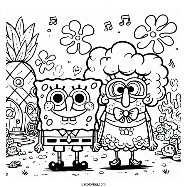 Harold and Margaret SquarePants SpongeBob Coloring Page