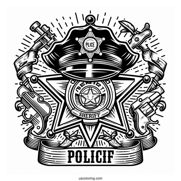Sheriff Badge Coloring Sheet For Kids