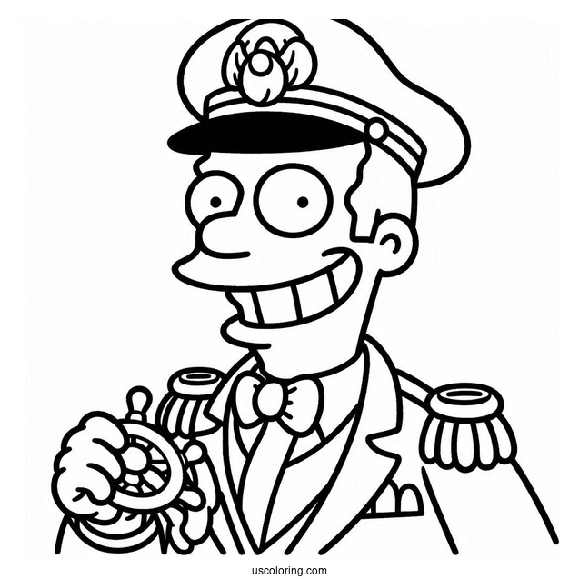 Simpsons Coloring Pages Of Easy Grinning Captain McCallister For Kids
