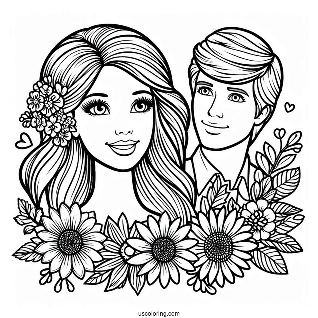 Barbie And Ken Coloring Page For Kids