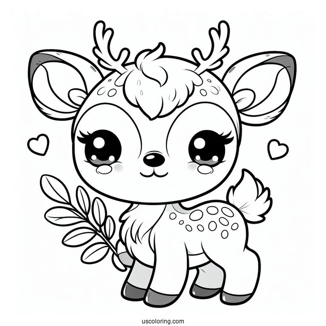 Cute Baby Reindeer To Color For Kids