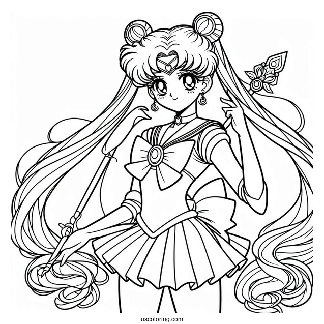 Coloring Sheet Of Sailor Moon Iconic Pose