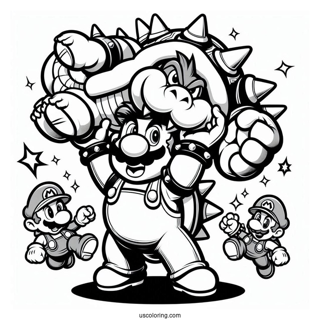 Super Smash Bros Of Mario Holding Up Bowser