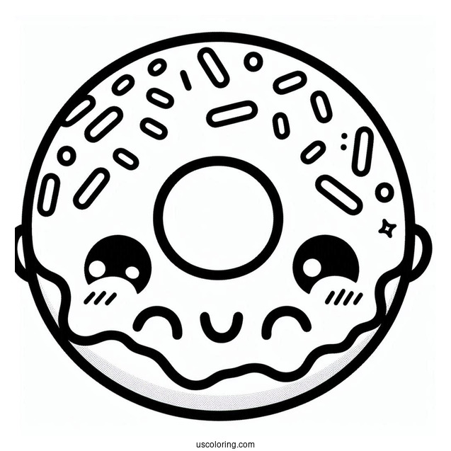 Kawaii Smiling Donut Coloring Sheet