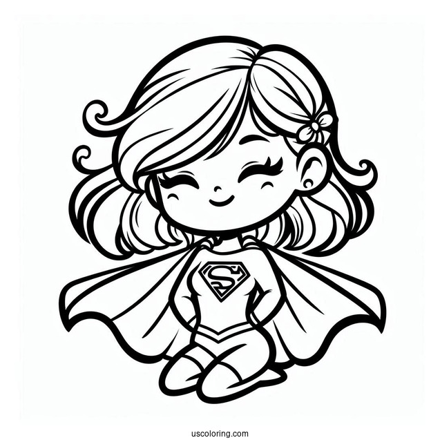 Simple Supergirl Coloring Page For Kids