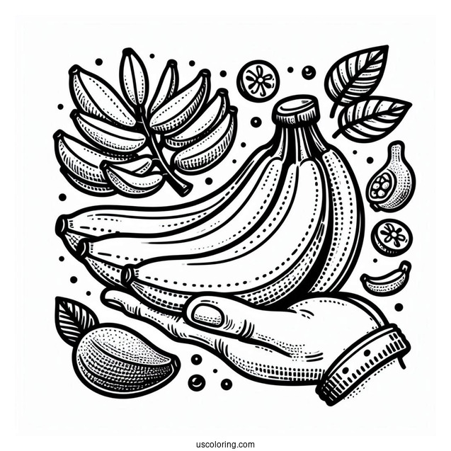 Easy Banana Coloring Page For Kids