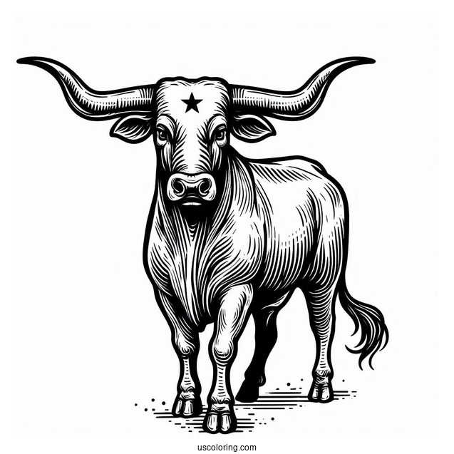 Simple Texas Longhorn Coloring Sheet