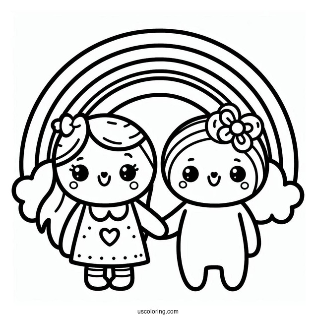 Easy Orange Rainbow Friends Coloring Page For Preschoolers