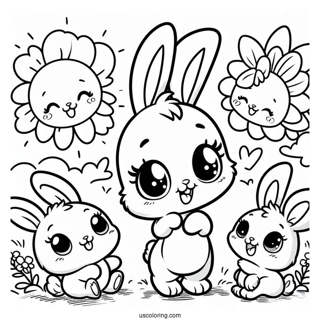 Sunny Bunnies Coloring Page Of Happy Sunny Bunnies S Marty, Hopper, Shiny, Turbo, Iris For Preschoolers