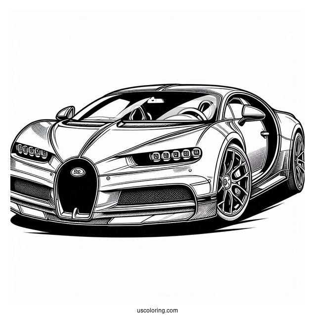 Easy Outline Of Bugatti Coloring Page Chiron For Kids