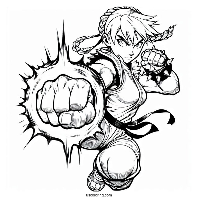 Street Fighter Coloring Page Of Laura Using Her Power