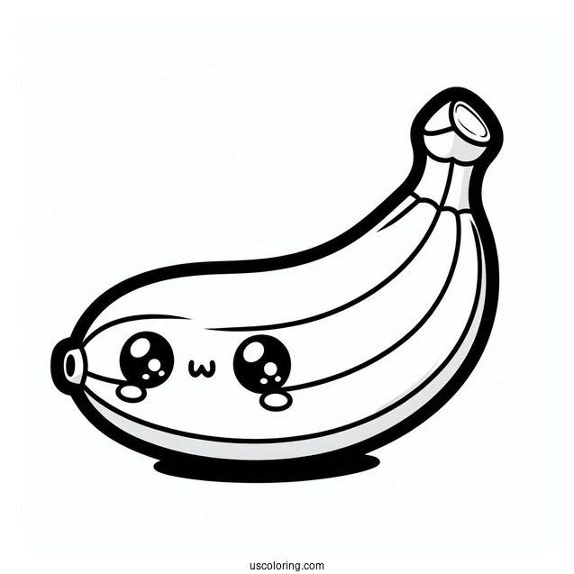 Chibi Banana Coloring Page For Preschoolers