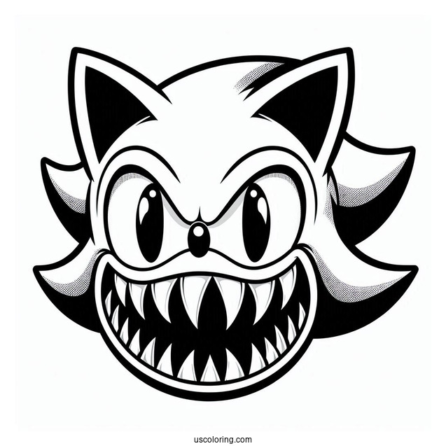 Sonic Exe Coloring Page Showing Sharp Teeth