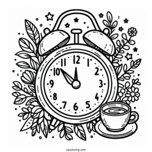 Simple To Color Clock For Kids