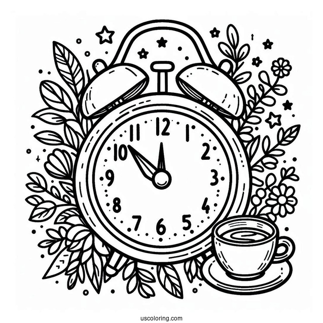 Simple To Color Clock For Kids