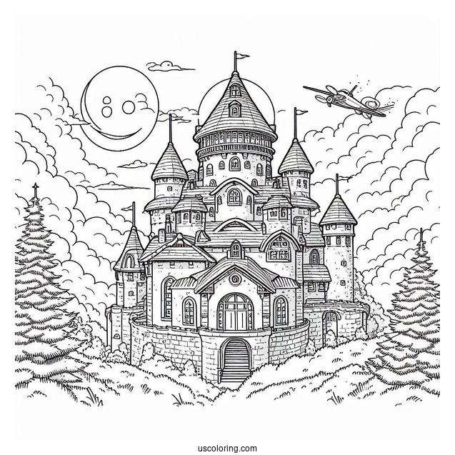 Studio Ghibli Coloring Page of Castle In The Sky