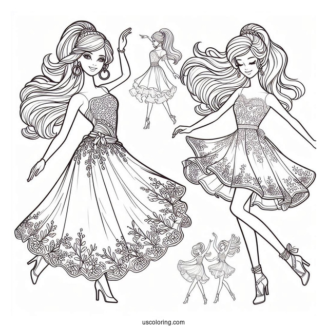 Barbie Dancing Coloring Page