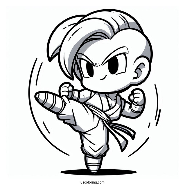 Dragon Ball Z Coloring Page Of Kawaii Chiaotzu High Kick Dragon Ball Z For Kids