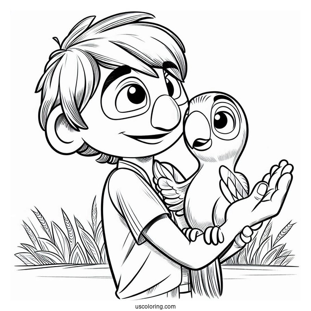 Rio Coloring Page Of Tulio Holding Rafael For Kids