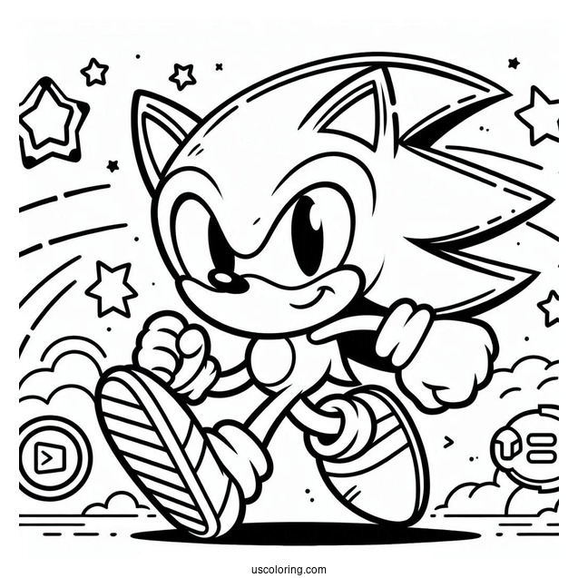 Super Sonic Coloring Page For Kids