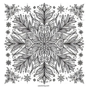 Elegant Snowflake Coloring Page Mandala