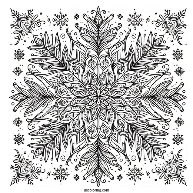 Elegant Snowflake Coloring Page Mandala
