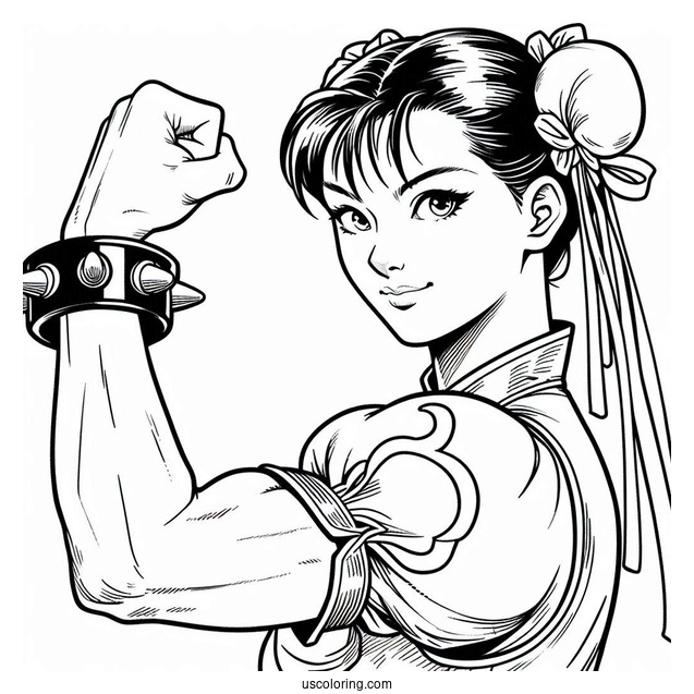 Street Fighter Coloring Page Of Pretty Chun Li For Kids