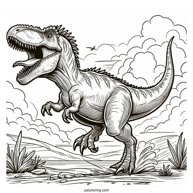 Suchomimus Roaring And Running Coloring Page