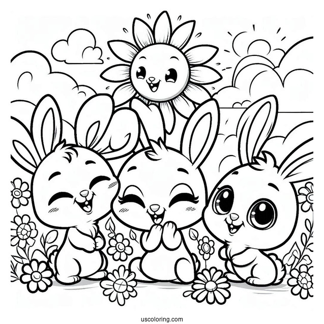 Sunny Bunnies Coloring Page Of Happy Sunny Bunnies S Marty, Hopper, Shiny, Turbo, Iris For Preschoolers