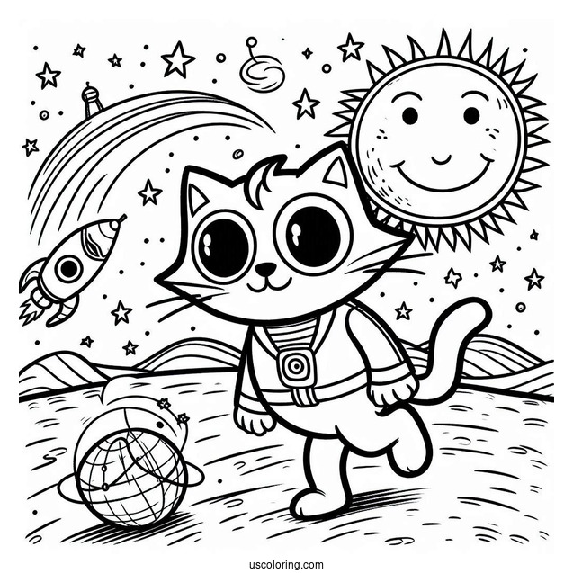 Coloring Page Of Pete The Cat In Space
