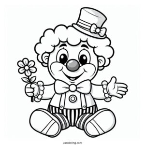Easy Coloring Page of Clown for Preschoolers