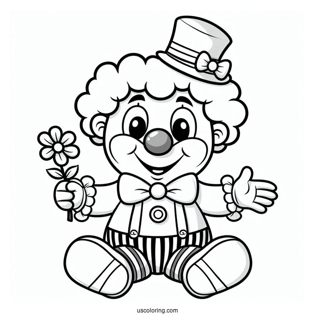 Easy Coloring Page of Clown for Preschoolers