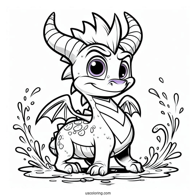 Sypro Coloring Page Standing On A Rock With Water Splashing Behind Him