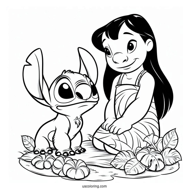 Lilo and Stitch With Reuben Coloring Page